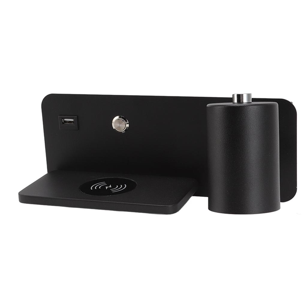 LED Wall Light USB Interface Wireless Charging LED Wall Lamp for Living Room Bedroom 85?265V Black