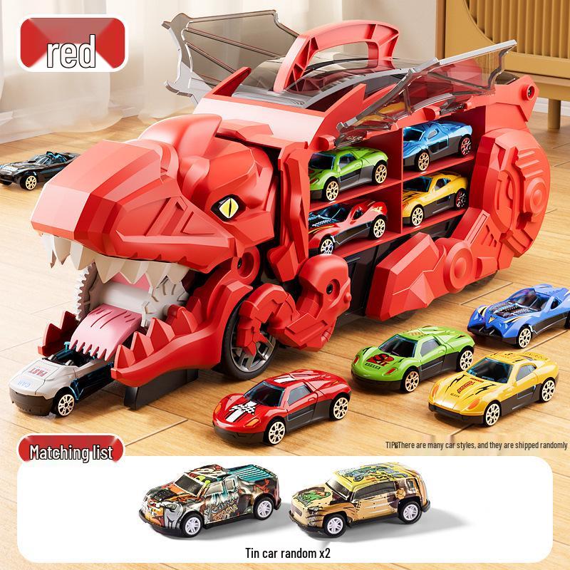 3-in-1 Transforming Dinosaur Toy Car Set for Kids Aged 3-5 with Mini Car Storage