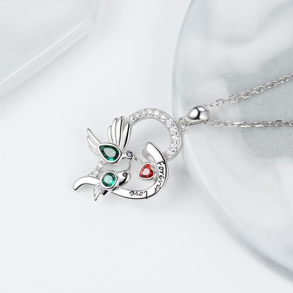 Stříbro 925 Pár Kolibříků Náhrdelník Přívěsek Zvířecí Šperky Dárky na Valentýna pro Ženu Manželku Přítelkyni Mámu Dcery