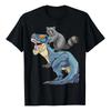 Camiseta Raccoon Riding Dinosaur T-rex Raccoon Trash Panda
