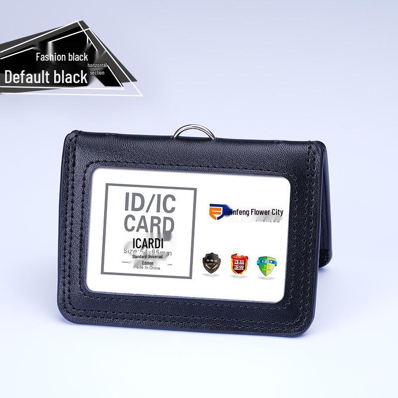 Genuine Leather Folding ID Holder with Lanyard