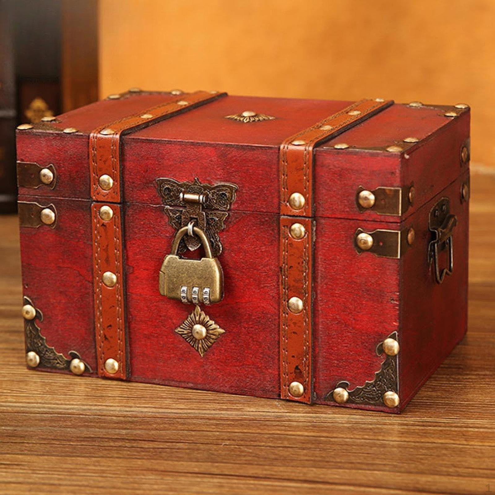 

Винтажная шкатулка для драгоценностей Декоративное хранилище Антикварный подарок Коллекционный футляр Сокровище L