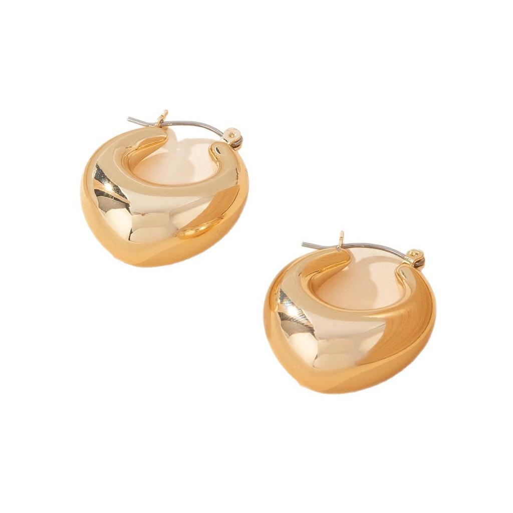 Glossy Gold-Plated Hollow Heart Earrings - Trendy and High-End Fashion Accessory