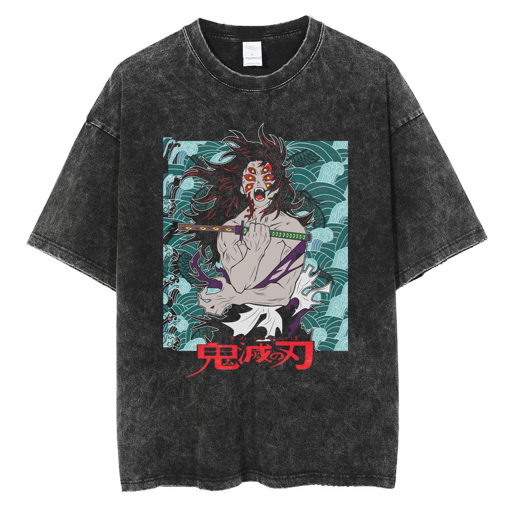 Anime Demon Slayer Kamado Tanjirou Printed T Shirt Men Women Washed Cotton Tshirts Manga Casual T-shirt Harajuku Male Tops