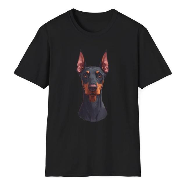 Camiseta Preta Com Estampa De Retrato De Cachorro Doberman XL