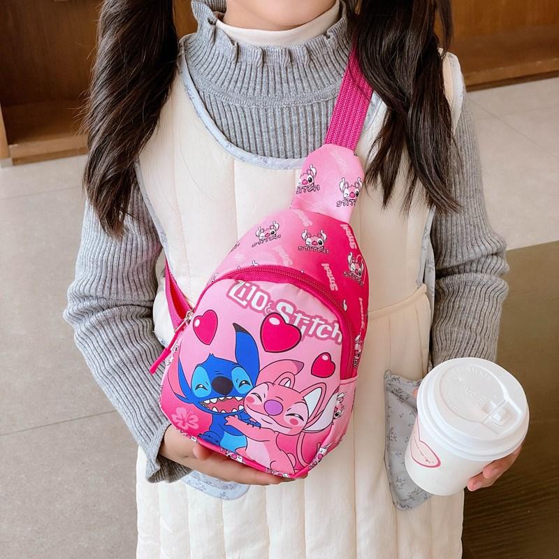 Disney Children's Bags Children's Outdoor Crossbody Bag Cartoon Kindergarten Cute Chest Bag Stitch Coin Accessory Bag