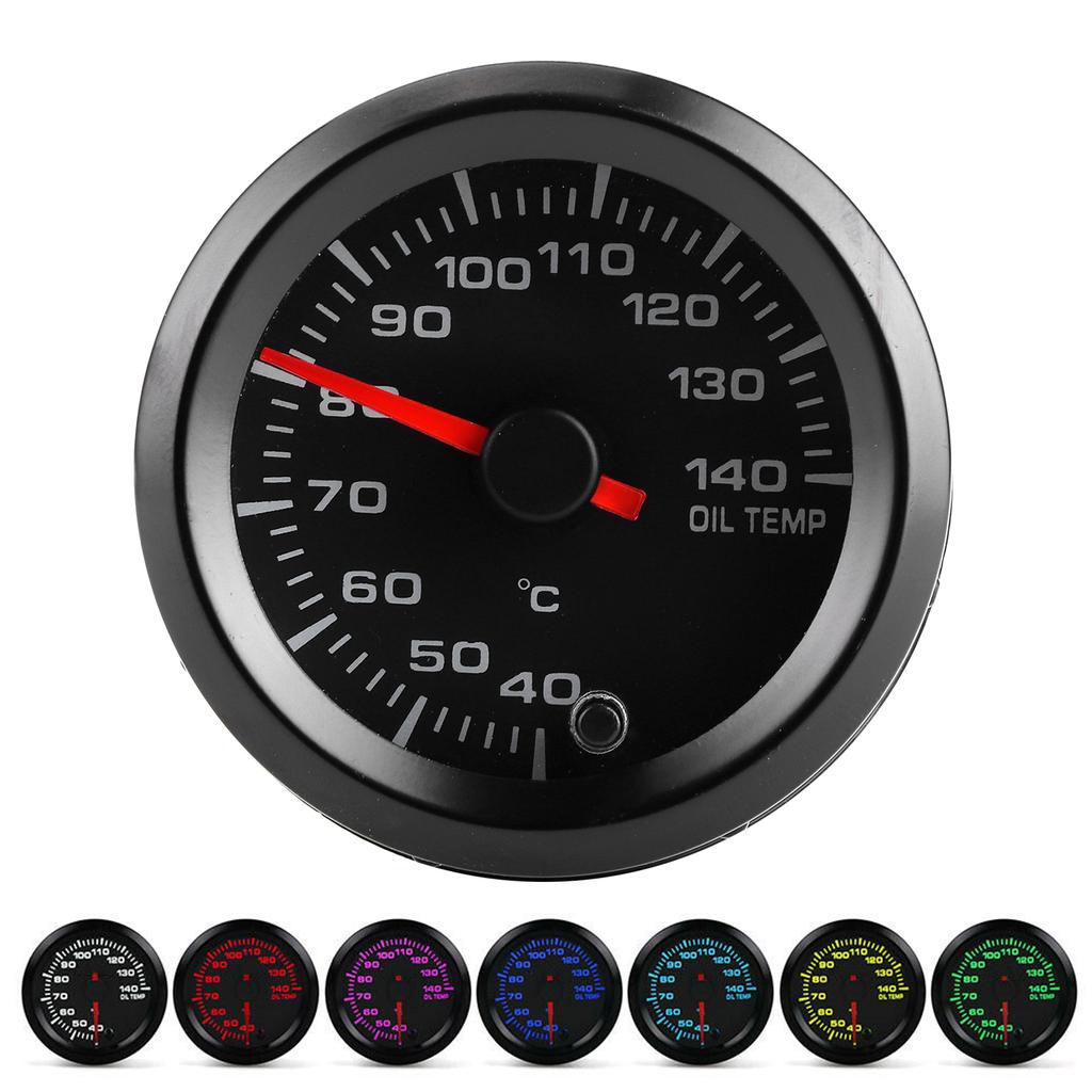 2in 12V Oil Temperature Gauge 40 140 Celsius Display 7 Colors Backlight with Sensor Universal for Car