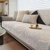 [Heavy Non-Slip Sofa Protector] Luxurious Shiny Leaves Jacquard Chenille Sofa Cover With Decorative Stitching, Thick, Sofa Towel