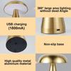 Rechargeable Metal LED Bedside Lamp Decorative Mushroom Lamp with 3 Color Dimming Suitable for Bedroom and Living Room Black