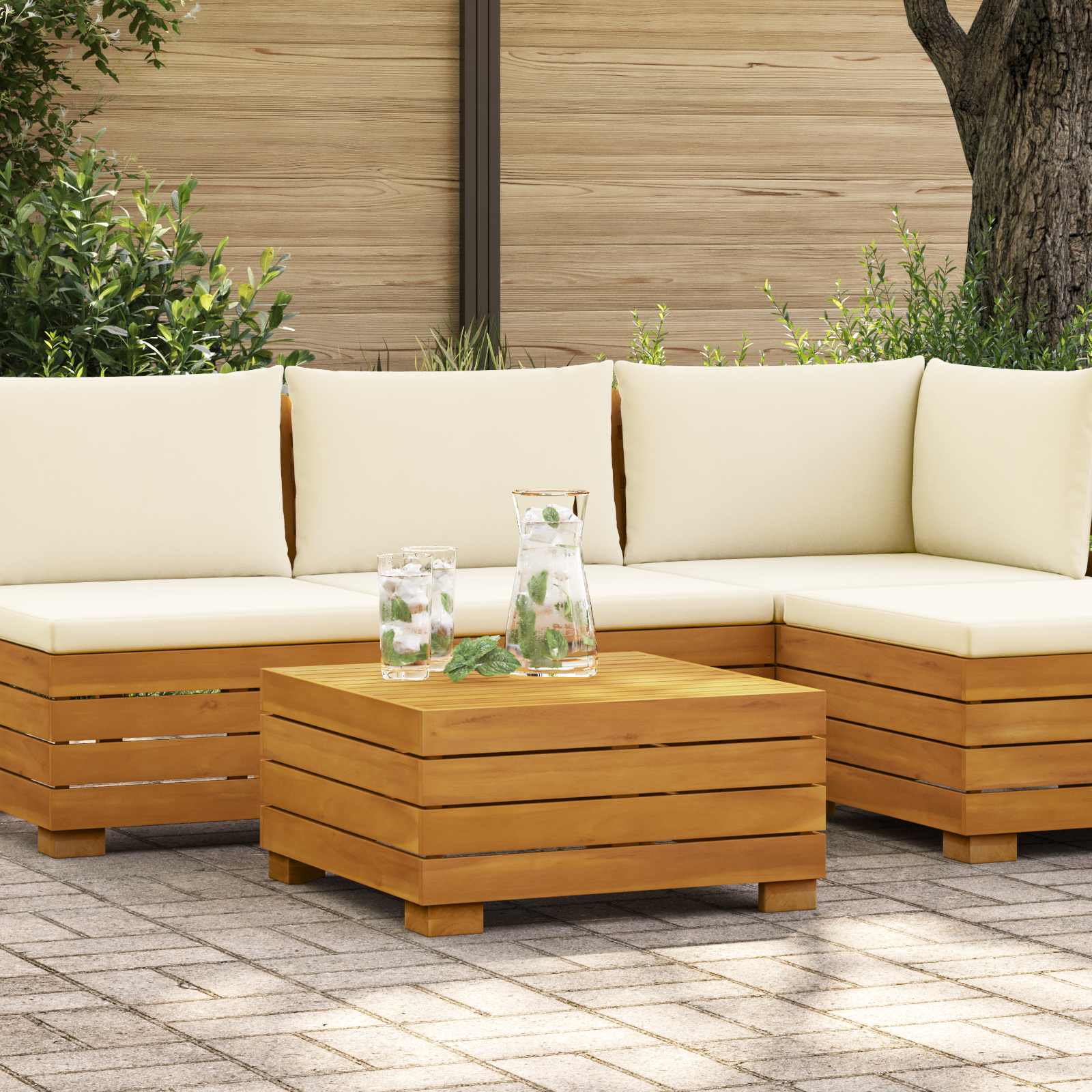 Garten-Beistelltisch Massives Akazienholz Braun 60 x 60 x 30 cm