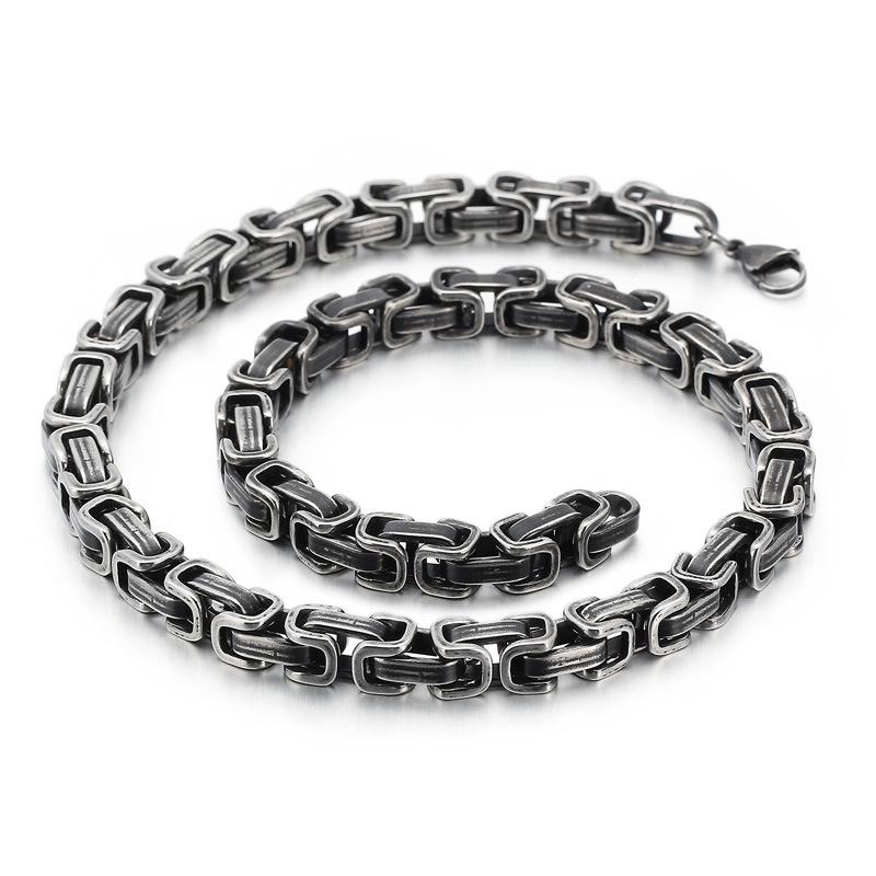 Retro Black Cuban Chain Bracelet Necklace with Multiple Chains Options