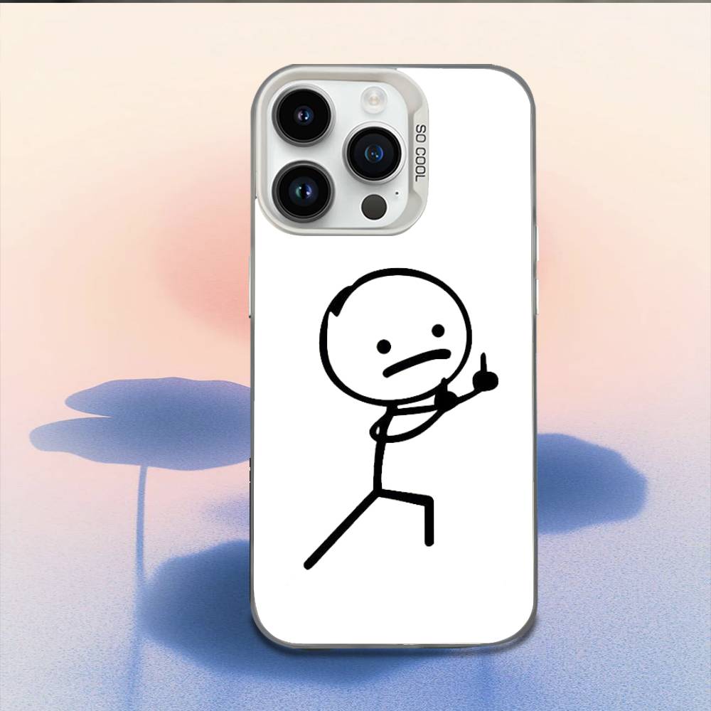 Cartoon Stickman Matchman Phone Case For iPhone 17,16,15,14,13,12,11,Mini,Pro,E,MAX White Candy Matte Shockproof Cover