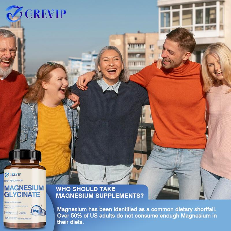 CREVIP Hohe Absorption, Glycin-Magnesium-Kapseln, Sanfte Magnesiumsupplementierung, Geeignet für Männer und Frauen
