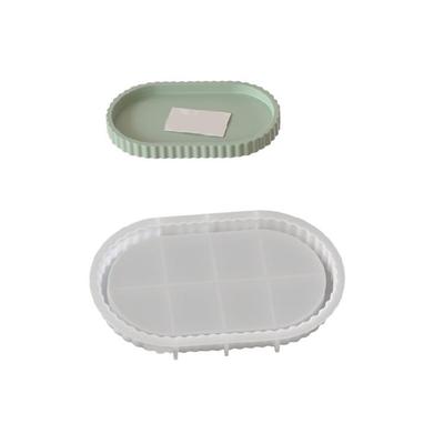 Resin Oval Plates Casting Mold Sturdy Silicone Plate Mold For DIY Oval Striped Coaster And Decorative Tray
