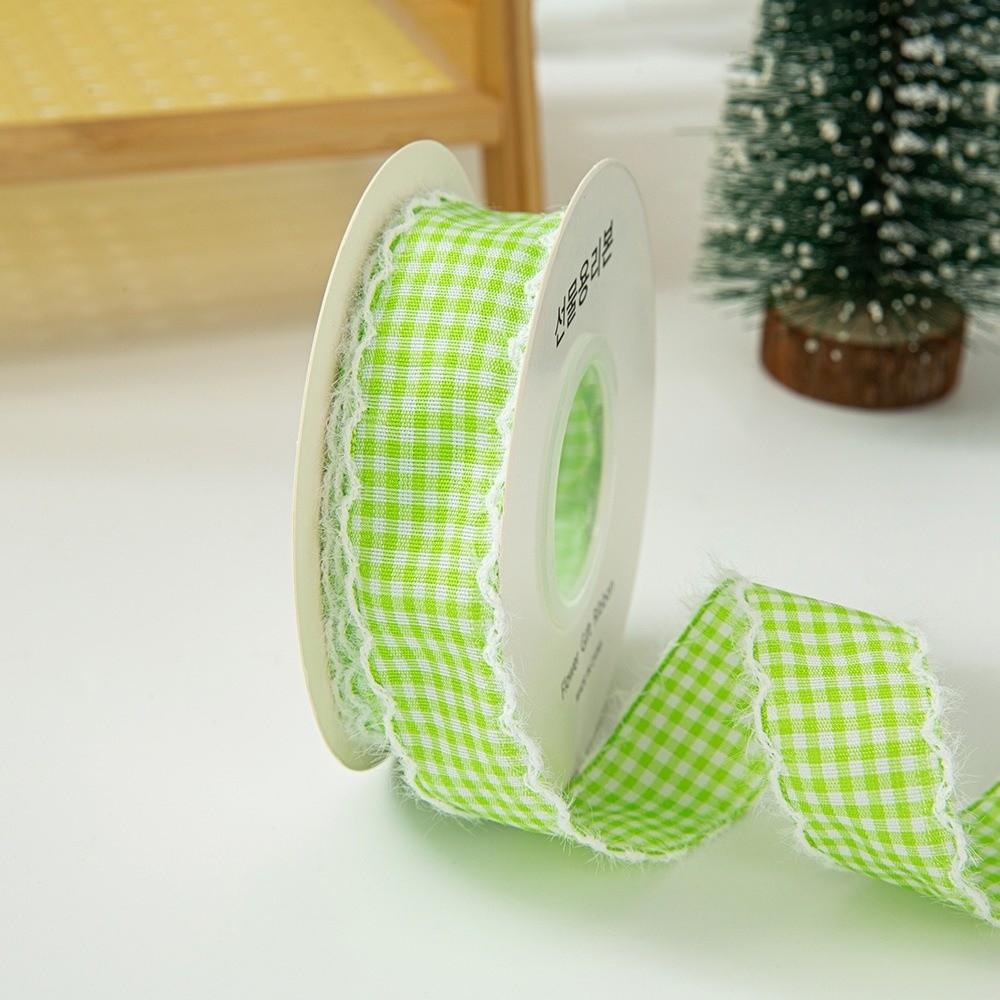 1cm Width Gingham Plaid Ribbon Frayed Edge Fabric Binding Tape Frayed Edge Ribbon DIY Bow Craft