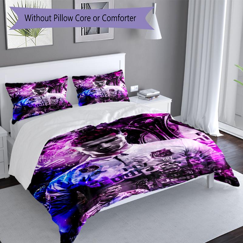 Ronaldo's Player Purple Kit Bedding Set, Breathable Duvet Cover with Pillowcases, Soft Bed Linen for Bedroom Home Decoration, Perfect Festival Birthda