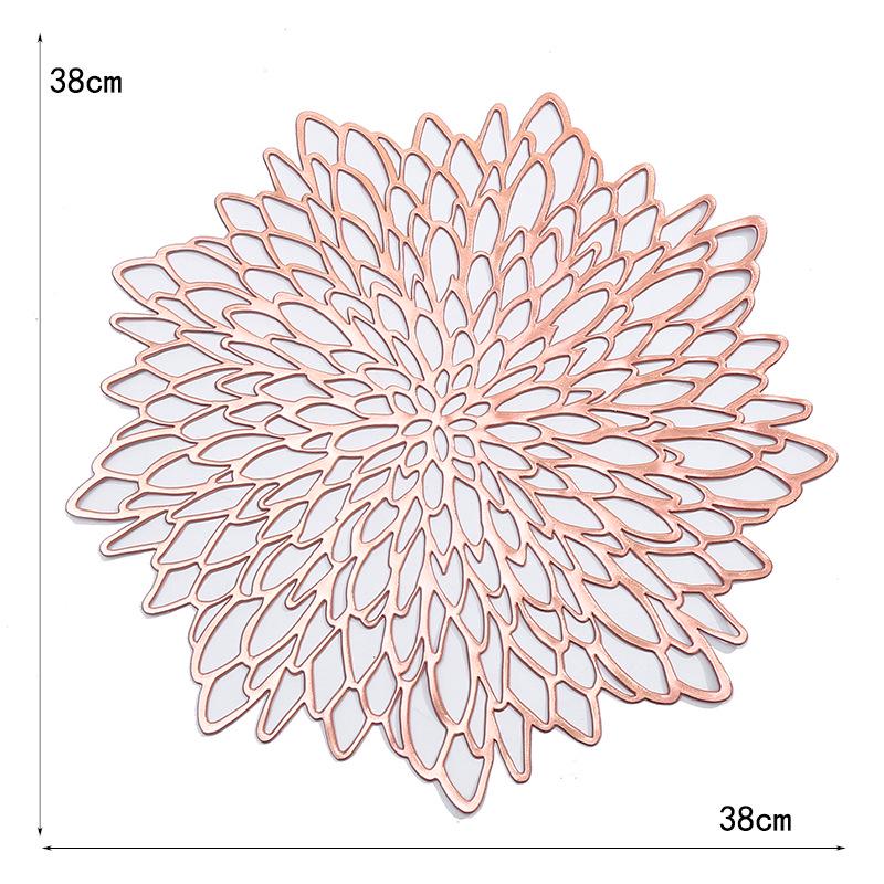 Hibiskus Gold PVC Tischset im europäischen Stil - Isoliertes & Wasserdichtes Tischset