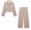 Winter 2025 Women's European-American Style Twill Zipper Jacket and Straight-Leg Pants Set