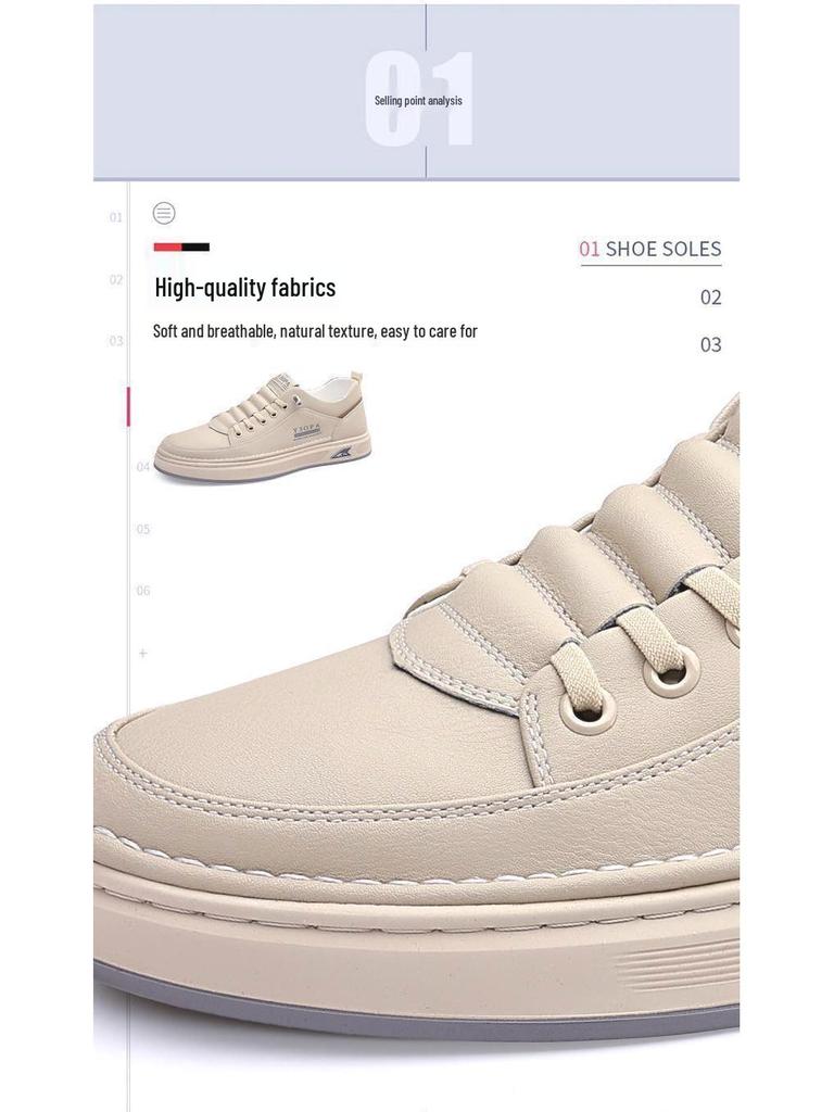 Men's Casual Genuine Leather Non-Slip Breathable Board Shoes