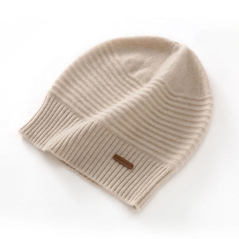 Unisex Thickened Solid Color Cashmere Hat - 100% Pure Cashmere, Seven-Needle, Autumn/Winter Style