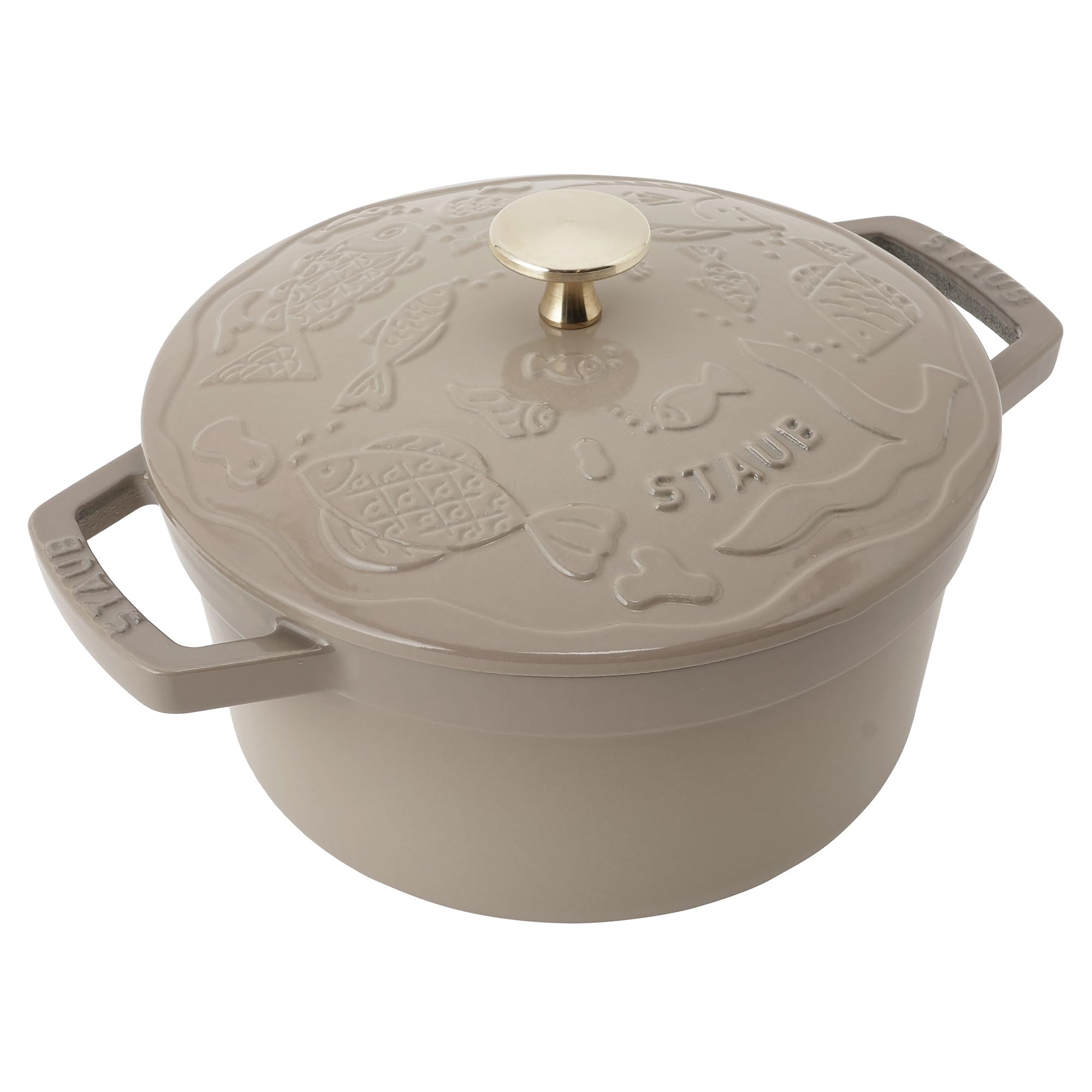 

staub Ocean Round 20cm Linen Brass Knob Mina Perhonen Cast Enamel Pot IH Compatible Japanese cocotte ocean [STAUB × minä perhonen] Cocotte Лляний