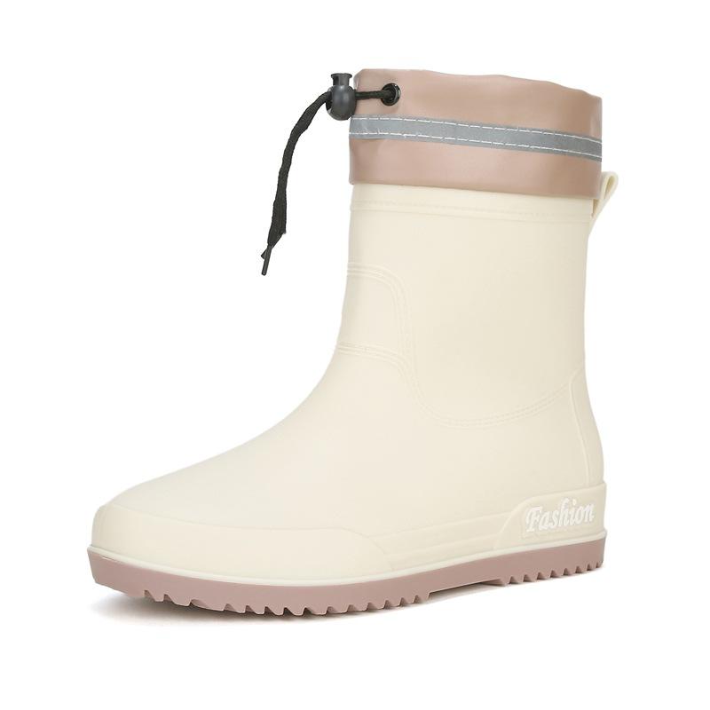 rain shoes women's adult short water shoes non-slip waterproof boots wear-resistant four-season students versatile solid color warm rain boots women