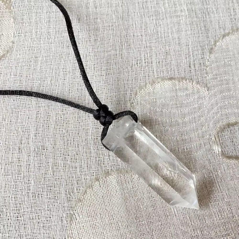 Waxed Cotton Cord Natural Crystal Necklace Adjustable Rope Stone Pendant Jewelry Gift