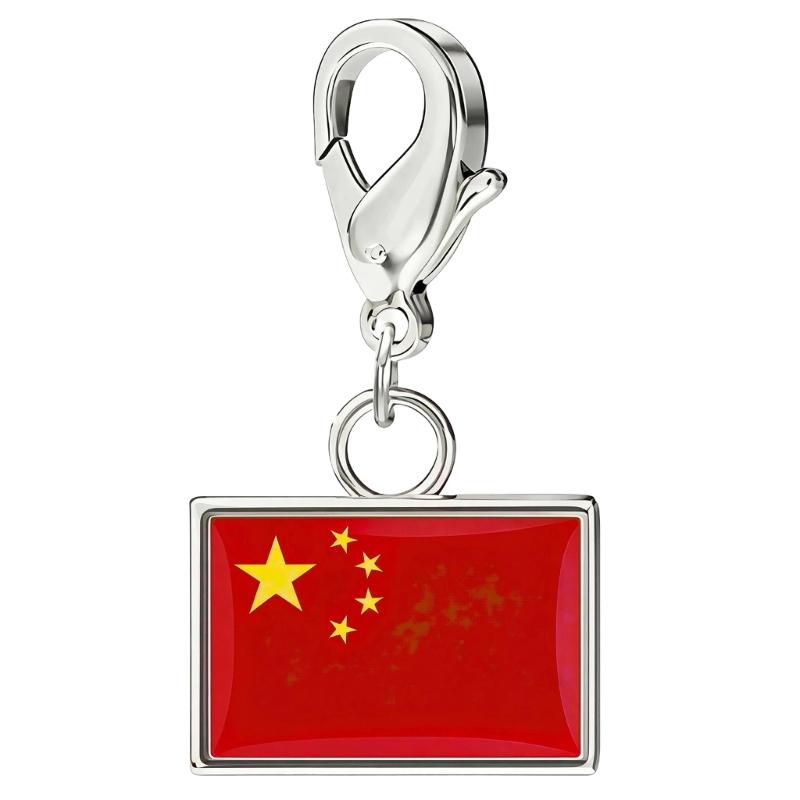 Braccialetto con Charm Bandiera in Acciaio Inossidabile con Moschettone, Gioiello Ciondolo Paese per Regalo di Viaggio Accessorio Stile