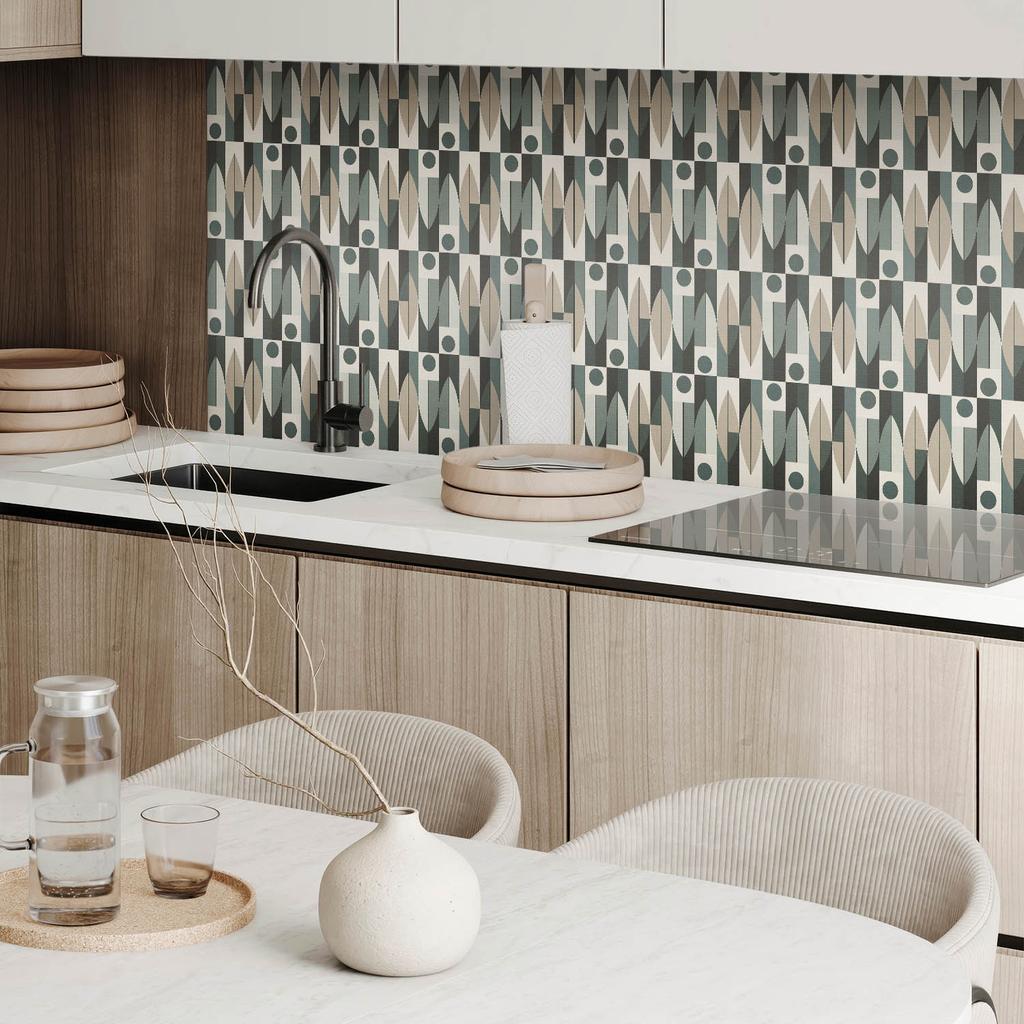 Package of Vinyl Tiles Simple Installation Abstract Geometric Pattern 6X60X30 Cm