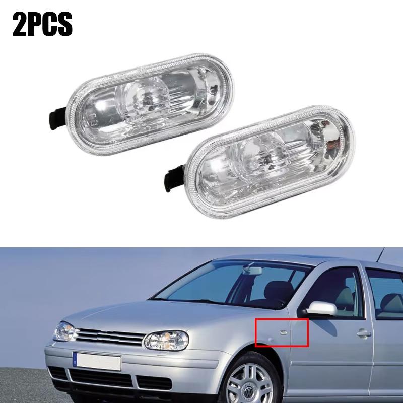 2pcs Car Side Marker Light Shell Auto Turn Signal Lamp Warning Lights Compatible for Volkswagen Golf 4 Mk4 Bora Vento Seat Jetta