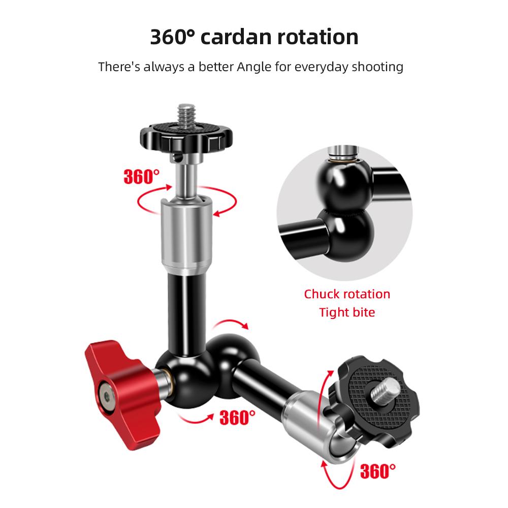 Adjustable Articulating Friction Arm Flexible Extension Bracket Aluminum Alloy with Dual 1 4 Inch Screw 360 Degrees
