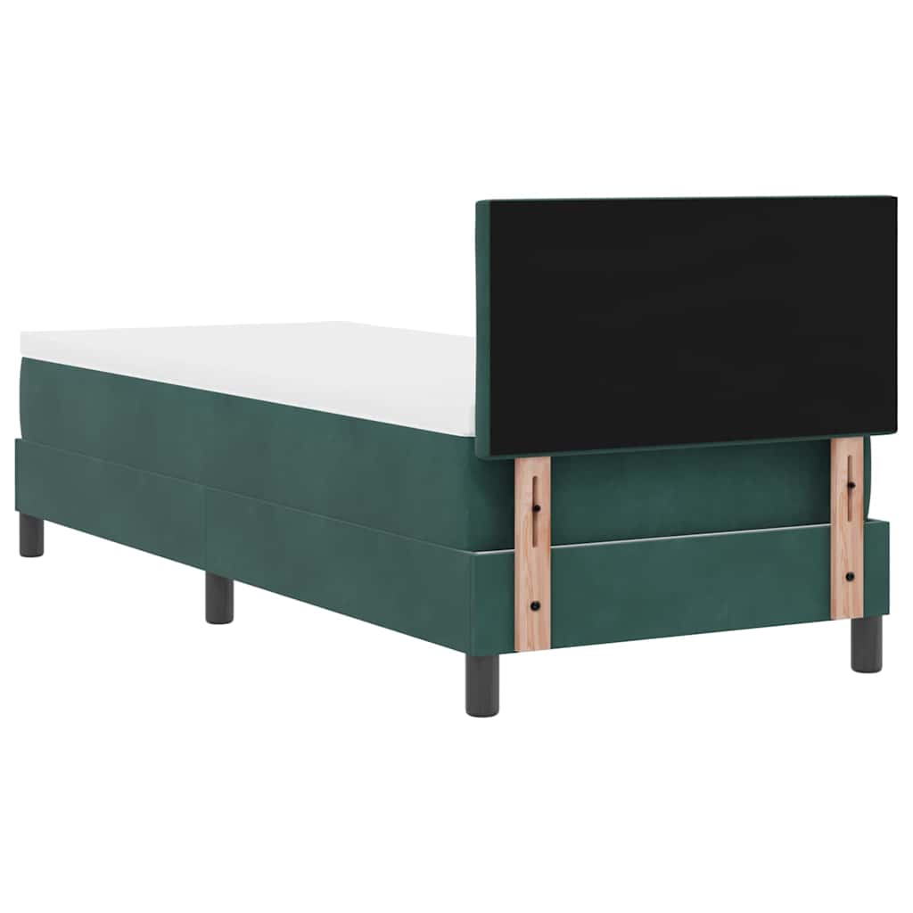 LED Box Spring Bed with Mattress Dark Green 80 X 200 Cm Velvet