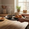ANTI-SLIP BLACK ROUND KITCHEN SERVING TRAY 36 cm