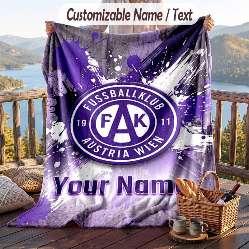 Flannel Blanket Austria Wien FC Print Custom Name Text Soft Throw for Sofa Bed