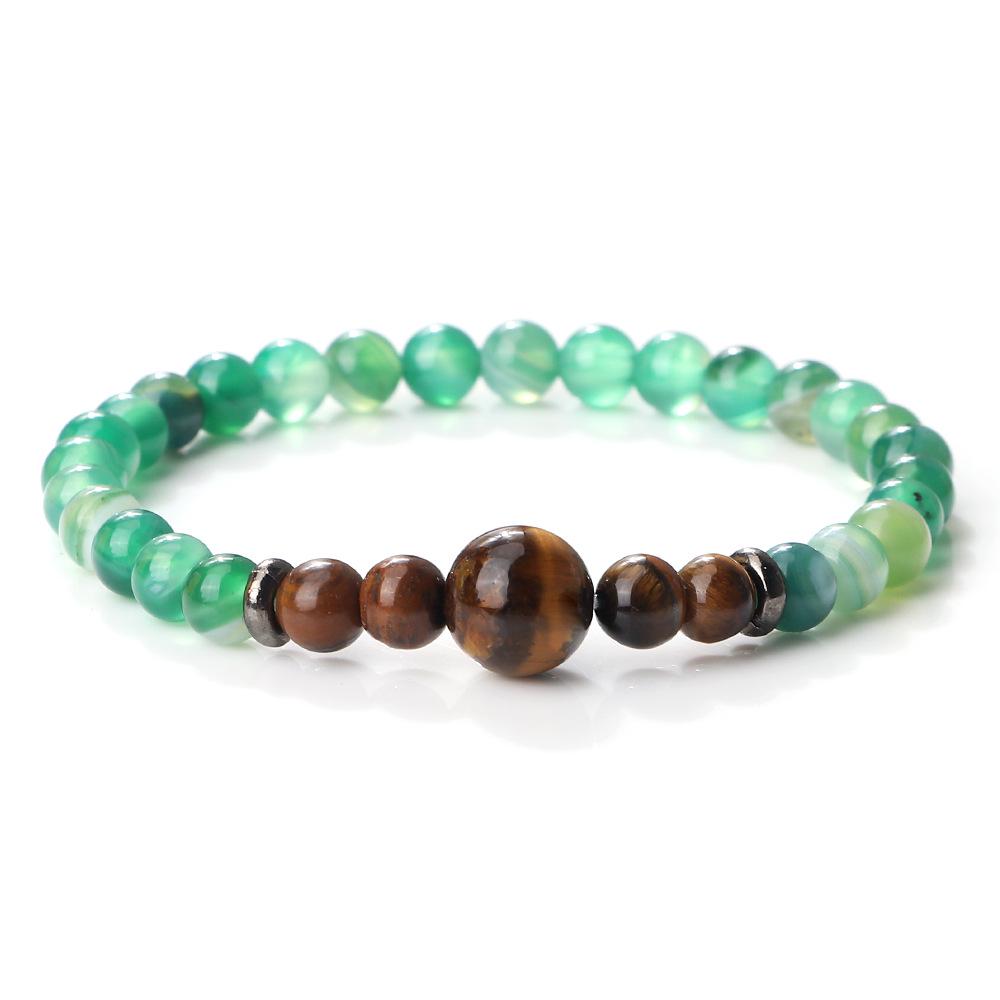 Tiger Eye Striped Agate Bracelet: Men's European Handcrafted Beaded Ornament.