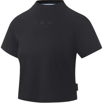 Li Ning T-shirt da Donna a Maniche Corte, Colore Solido, Collo Alto, Comoda, Traspirante, Versatile, Vestibilità Slim, Top Neri AHST164-1