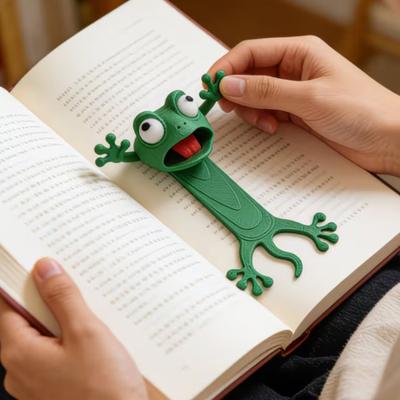 Marcador de Libro Rana de Dibujos Animados 3D Animal Loco Marcador de Página Adorno Divertido Lindo Rana Aplastada para Estudiantes Niños Niñas Amantes de los Libros