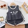 Children Sports Casual Vest Clothing Sets Breathable Sleeveless Top and Shorts Two Piece Outfit for Daily Outdoor Sports Wearing