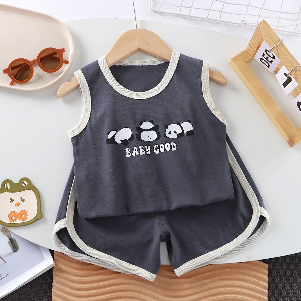 Children Sports Casual Vest Clothing Sets Breathable Sleeveless Top and Shorts Two Piece Outfit for Daily Outdoor Sports Wearing