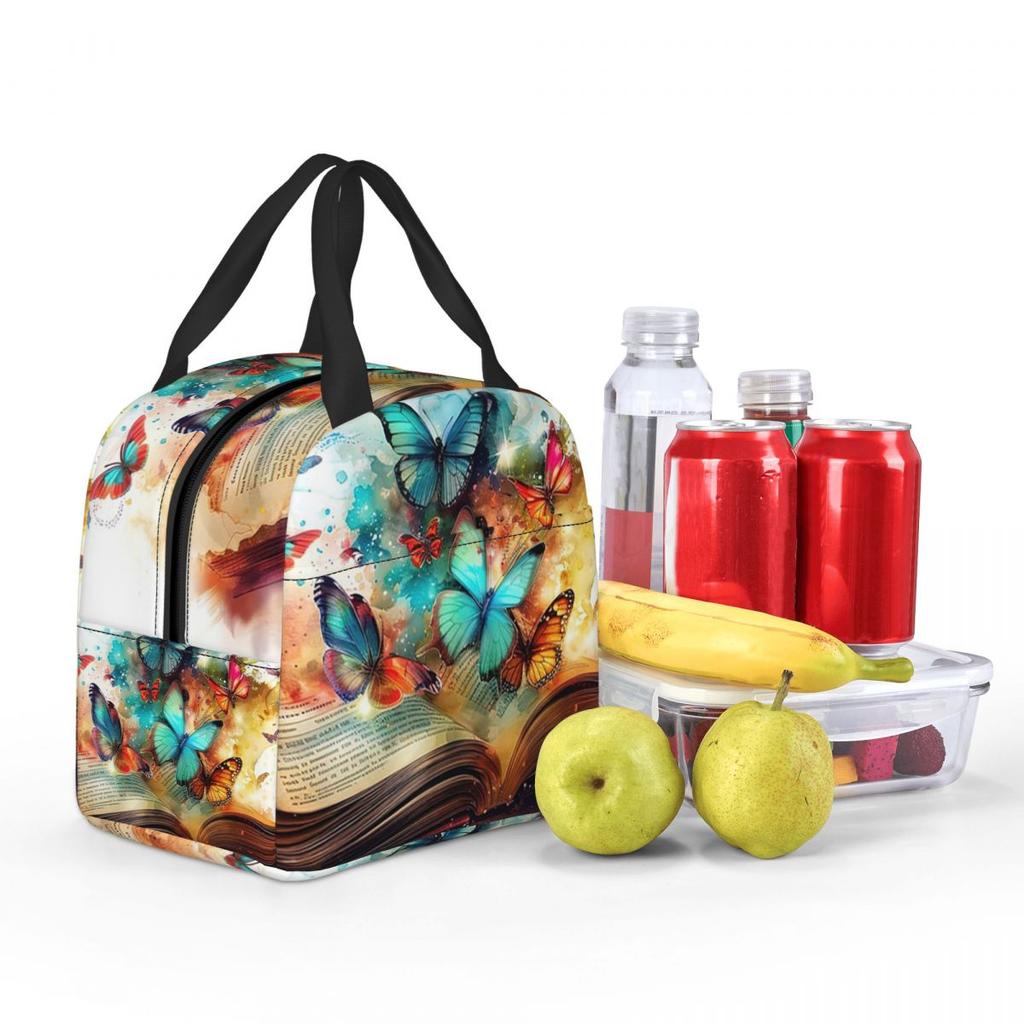 A Fluorescent Butterfly On The Book Of Life Insulated Lunch Bag for Women Children Leakproof Food Boxes Thermal Lunch Box Tote