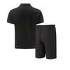 Men's Two-Piece Set: Half Placket Shirt & Drawstring Shorts