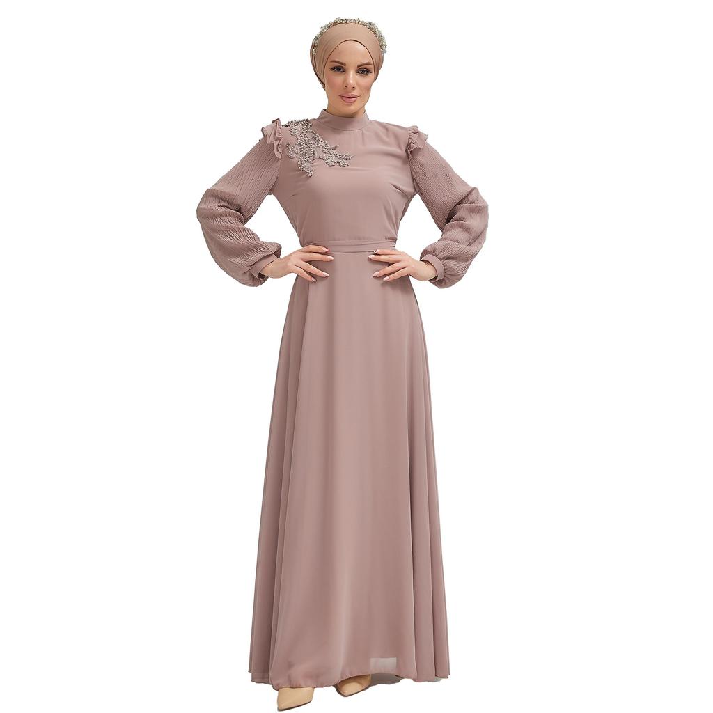 sachin and babi light blue dress Dark Red Long Sleeve Luxury Muslim Hijab Clothing Evening Caftan Dress –  Sultan Dress main image 1