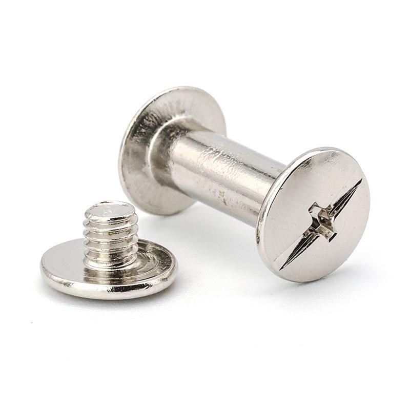 Nickel-Plated Locking Screw Set with Mother-and-Child Rivets & I-Shaped Binder Nails.