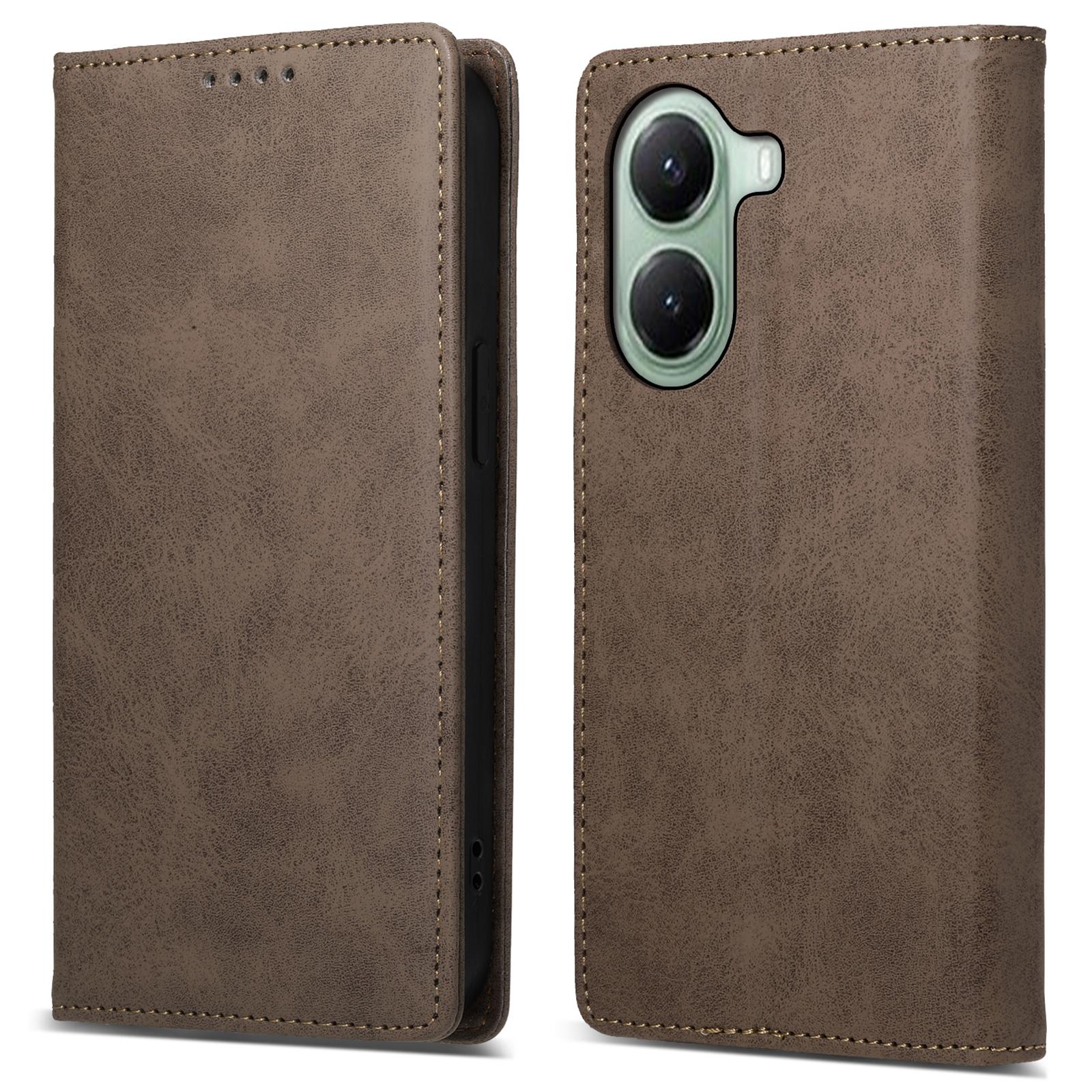 

For Xiaomi Poco X7 Pro 5G/Redmi Turbo 4 5G Wallet Case RFID Blocking PU Leather Phone Cover Brown