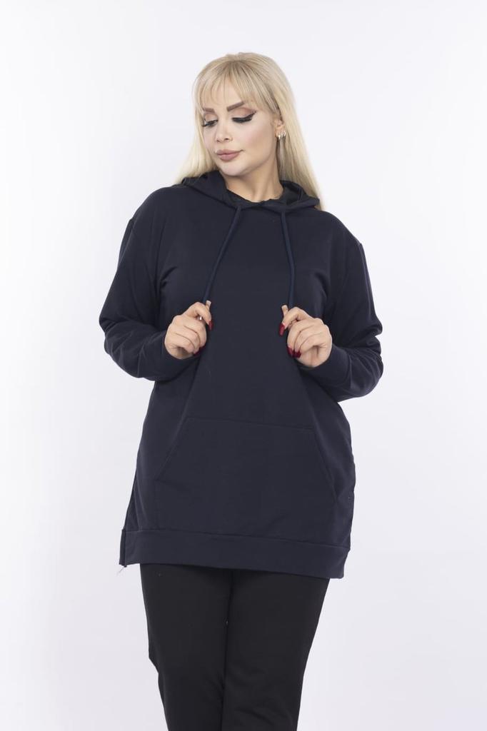 Damska Bluza w Stylu Oversize Odzież Plus Size Granatowa Bluza