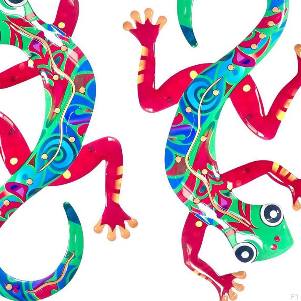 2 Pieces Gecko Wall Decor Decorative Vivid Ornament Iron Creative Art Sculpture for Patio
