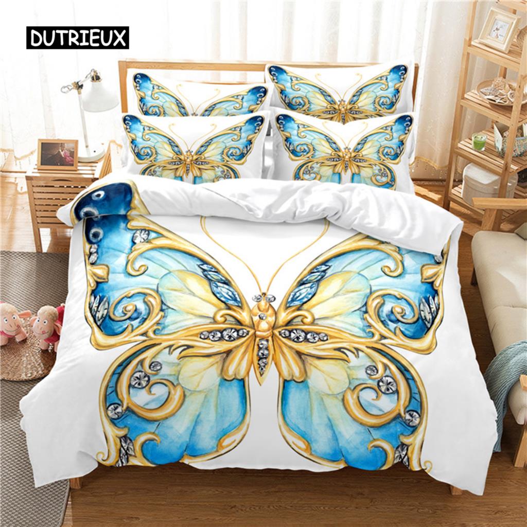 Colorful Butterfly Bedding Set Duvet Cover Set 3d Bedding Digital Printing Bed Linen Queen Size Bedding Set Fashion Design