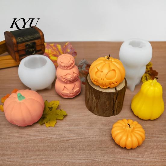 Silicone Candle Mold DIY Pumpkin for Halloween, Handmade Scented Making Mold, Gypsum Crafts Casting Cement Clay Epoxy Resin Reusable