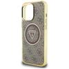 Guess Iml Metal Glitter 4G Circle Triangle Case for iPhone 16 Pro Brown
