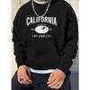 Men's Fashion California Los Angeles Pattern Print Crew Neck Sweatshirt, Casual Loose Pullover, Plus Size.